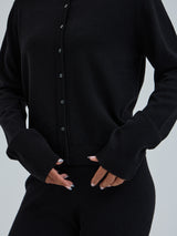 Seamless Basic Classic Cardigan | Wolle Kaschmir Cardigan Black