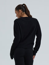 Seamless Basic Classic Crew Neck | Wolle Kaschmir Cardigan Black