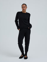 Seamless Basic Classic Crew Neck | Wolle Kaschmir Cardigan Black