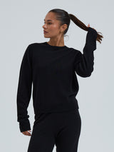 Seamless Basic Classic Crew Neck | Wolle Kaschmir Cardigan Black