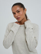 Seamless Basic Classic Crew Neck | Wolle Kaschmir Cardigan Ecru Melange