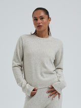 Seamless Basic Classic Crew Neck | Wolle Kaschmir Cardigan Ecru Melange