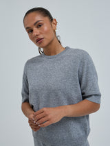 Seamless Basic Classic T-shirt | Wolle Kaschmir T-shirt Ash Melange