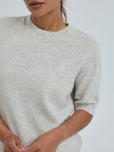 Seamless Basic Classic T-shirt | Wolle Kaschmir T-shirt Ecru Melange