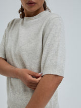 Seamless Basic Classic T-shirt | Wolle Kaschmir T-shirt Ecru Melange