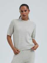 Seamless Basic Classic T-shirt | Wolle Kaschmir T-shirt Ecru Melange
