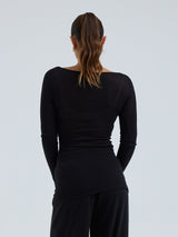 Seamless Basic Cotton Boat Neck | Baumwolle L/S T-Shirt Black