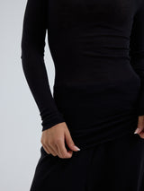 Seamless Basic Cotton Boat Neck | Baumwolle L/S T-Shirt Black