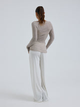 Seamless Basic Cotton Boat Neck | Baumwolle L/S T-Shirt Desert Melange