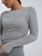 Cotton Boat Neck | Baumwolle - Grey Melange