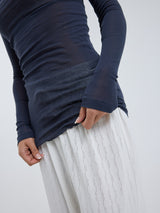 Seamless Basic Cotton Boat Neck | Baumwolle L/S T-Shirt Midnight