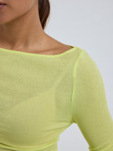 Seamless Basic Cotton Boat Neck | Baumwolle L/S T-Shirt Neon Yellow
