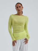 Cotton Boat Neck | Baumwolle - Neon Yellow