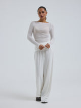 Seamless Basic Cotton Boat Neck | Baumwolle L/S T-Shirt Off-White