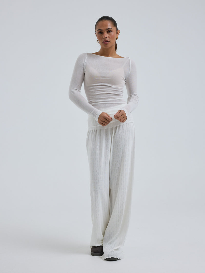 Seamless Basic Cotton Boat Neck | Baumwolle L/S T-Shirt Off-White