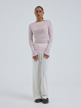 Seamless Basic Cotton Boat Neck | Baumwolle L/S T-Shirt Pale Rose