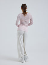 Seamless Basic Cotton Boat Neck | Baumwolle L/S T-Shirt Pale Rose