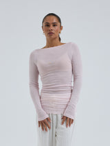 Seamless Basic Cotton Boat Neck | Baumwolle L/S T-Shirt Pale Rose
