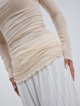 Seamless Basic Cotton Boat Neck | Baumwolle L/S T-Shirt Rosie Beige