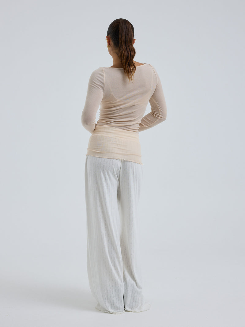 Seamless Basic Cotton Boat Neck | Baumwolle L/S T-Shirt Rosie Beige