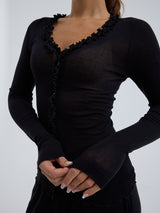 Seamless Basic Cotton Cardy | Baumwolle Cardigan Black