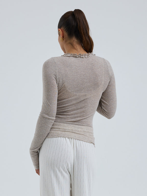 Seamless Basic Cotton Cardy | Baumwolle Cardigan Desert Melange