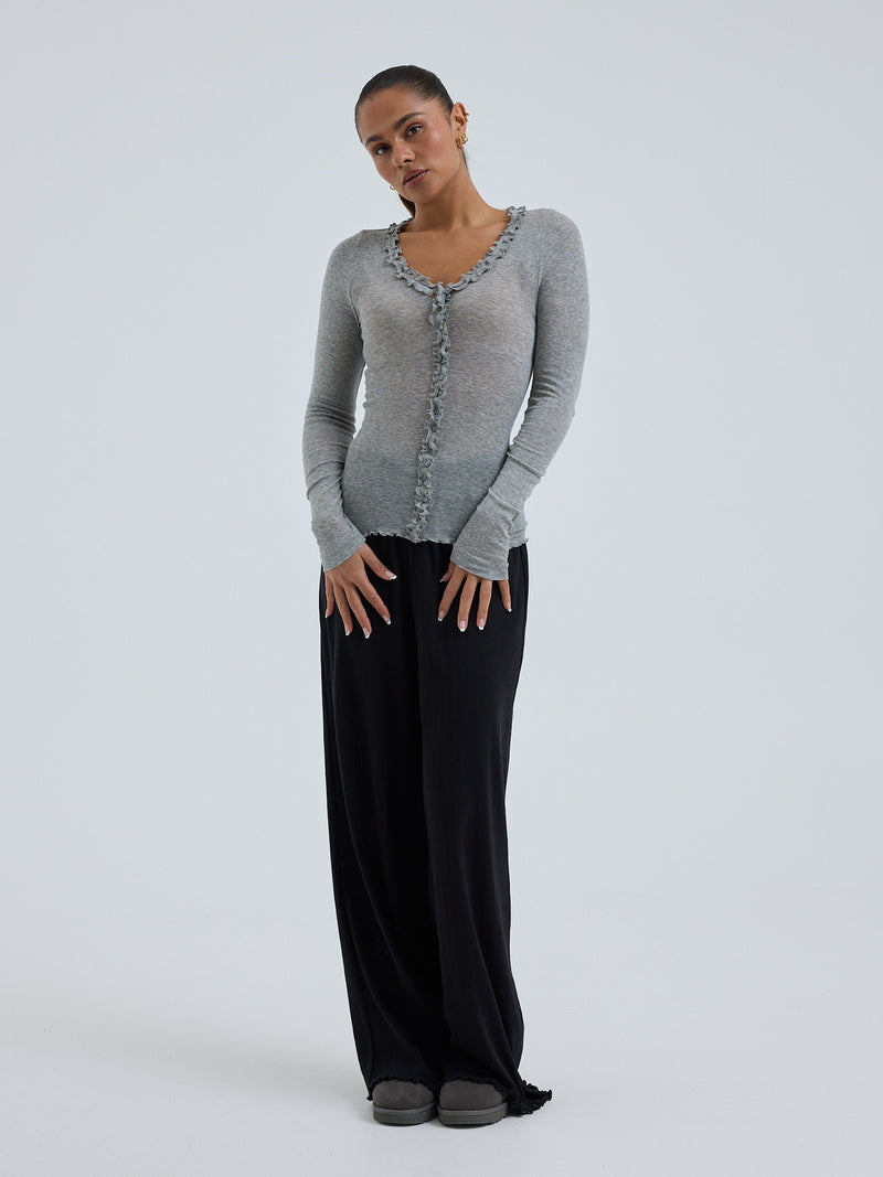 Seamless Basic Cotton Cardy | Baumwolle Cardigan Grey Melange