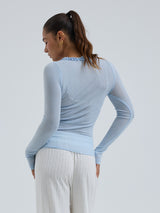 Seamless Basic Cotton Cardy | Baumwolle Cardigan Hazy Sky