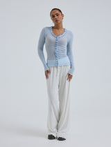 Seamless Basic Cotton Cardy | Baumwolle Cardigan Hazy Sky