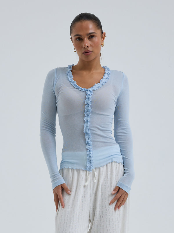 Seamless Basic Cotton Cardy | Baumwolle Cardigan Hazy Sky