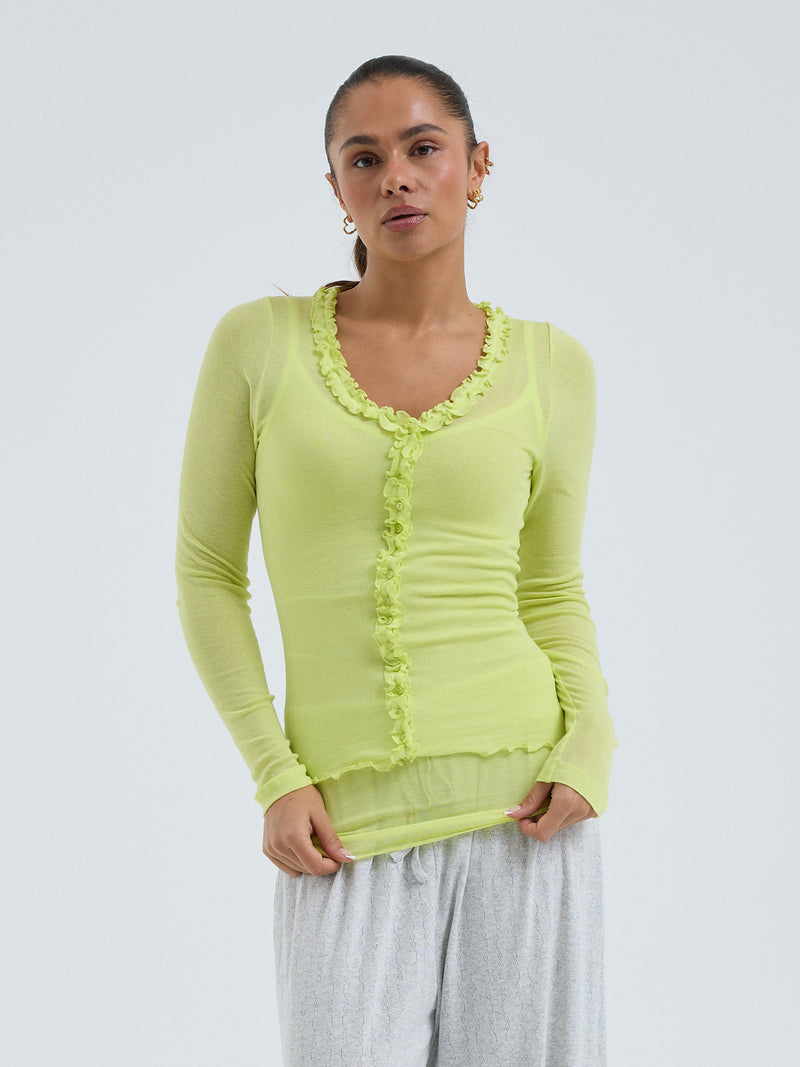 Seamless Basic Cotton Cardy | Baumwolle Cardigan Neon Yellow