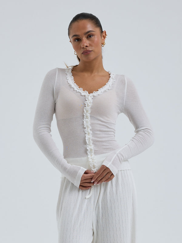 Seamless Basic Cotton Cardy | Baumwolle Cardigan Off-White