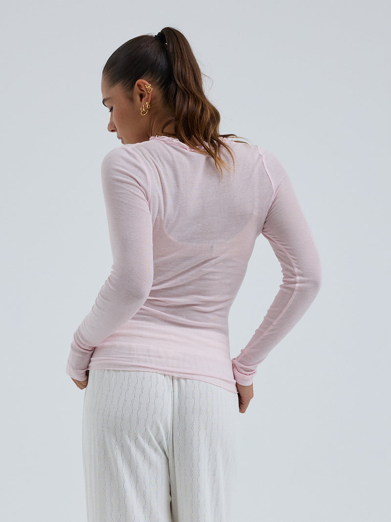 Seamless Basic Cotton Cardy | Baumwolle Cardigan Pale Rose