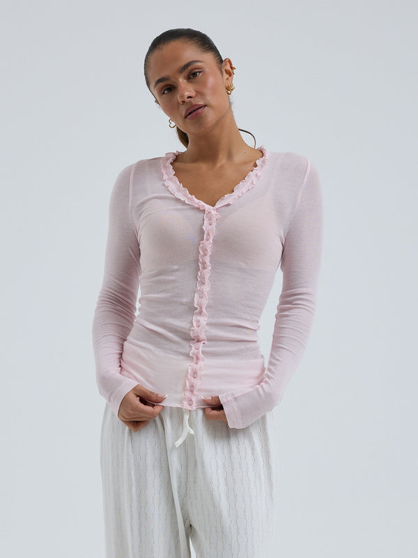 Seamless Basic Cotton Cardy | Baumwolle Cardigan Pale Rose