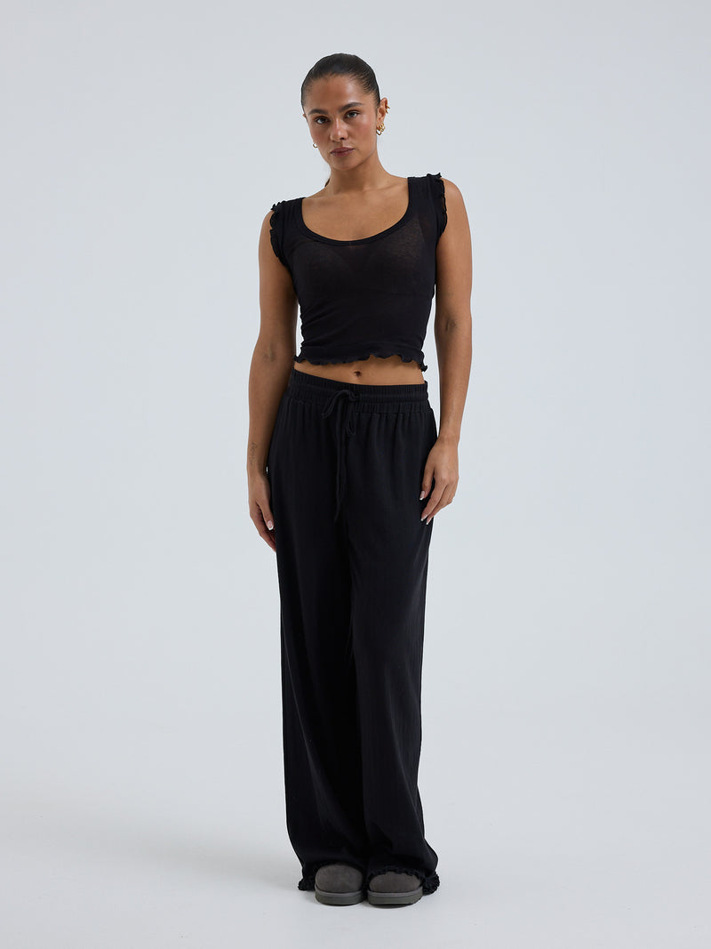 Seamless Basic Cotton Crop Top | Baumwolle Tank Top Black