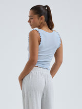 Seamless Basic Cotton Crop Top | Baumwolle Tank Top Hazy Sky