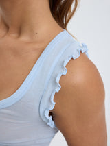 Seamless Basic Cotton Crop Top | Baumwolle Tank Top Hazy Sky