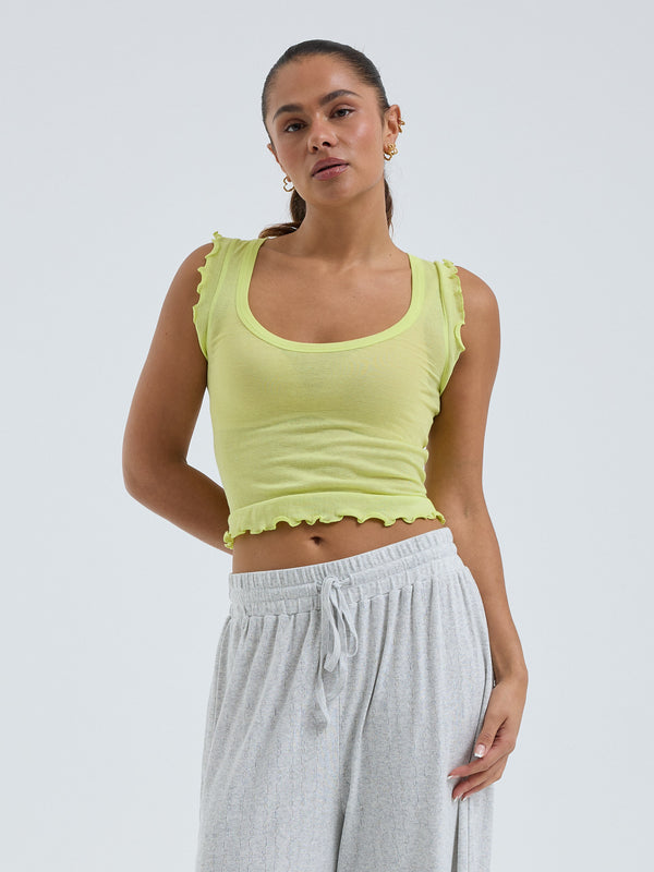 Seamless Basic Cotton Crop Top | Baumwolle Tank Top Neon Yellow