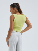Seamless Basic Cotton Crop Top | Baumwolle Tank Top Neon Yellow