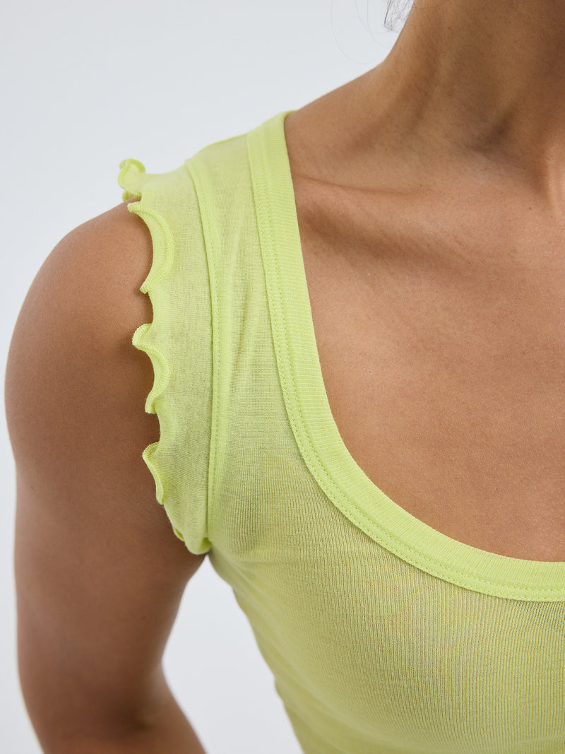 Seamless Basic Cotton Crop Top | Baumwolle Tank Top Neon Yellow