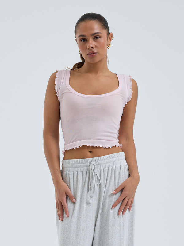 Seamless Basic Cotton Crop Top | Baumwolle Tank Top Pale Rose