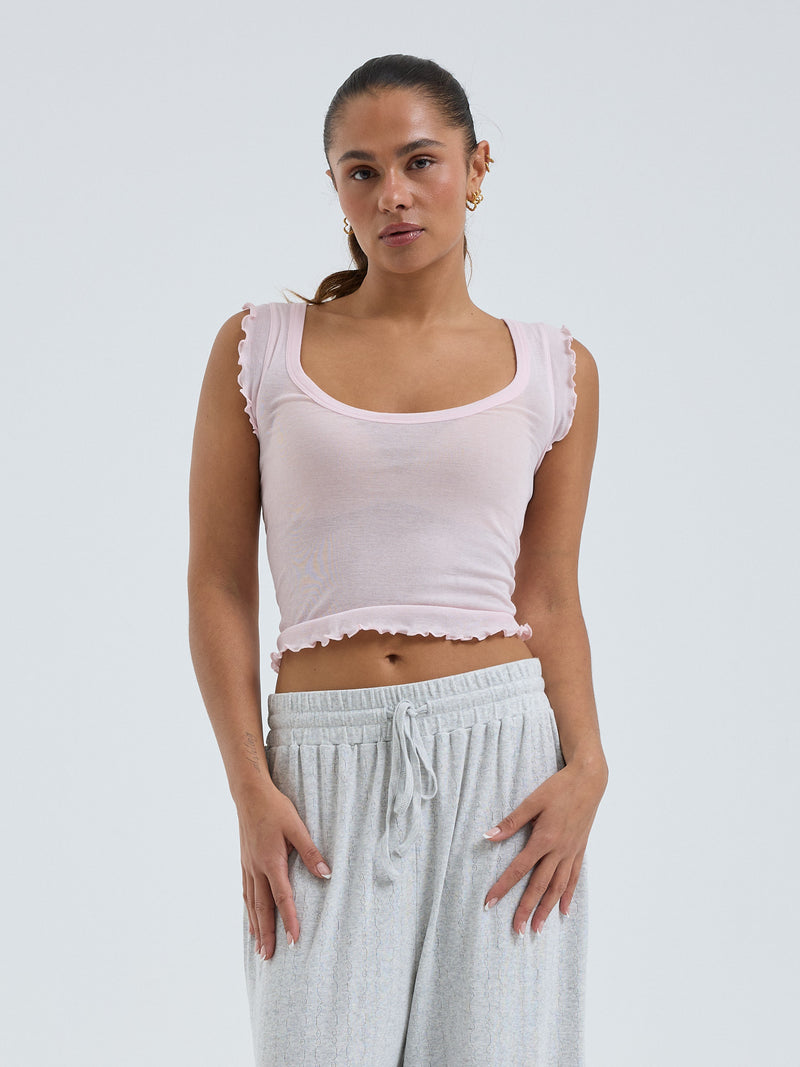 Seamless Basic Cotton Crop Top | Baumwolle Tank Top Pale Rose