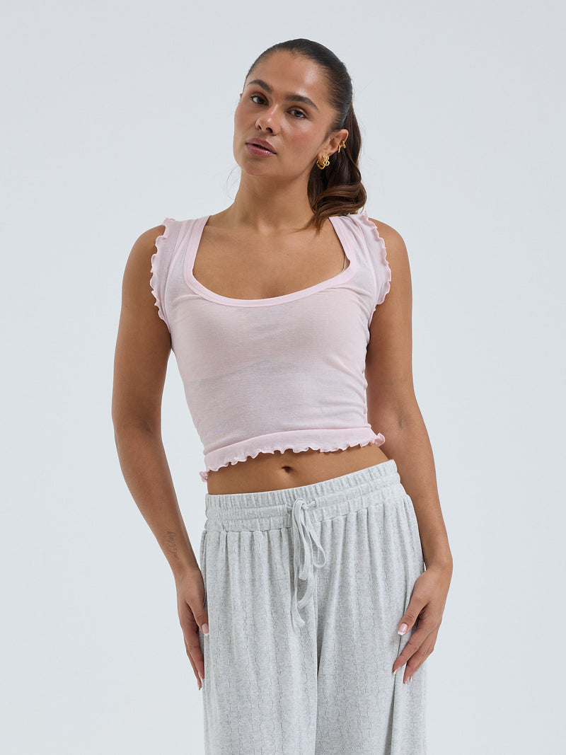 Seamless Basic Cotton Crop Top | Baumwolle Tank Top Pale Rose