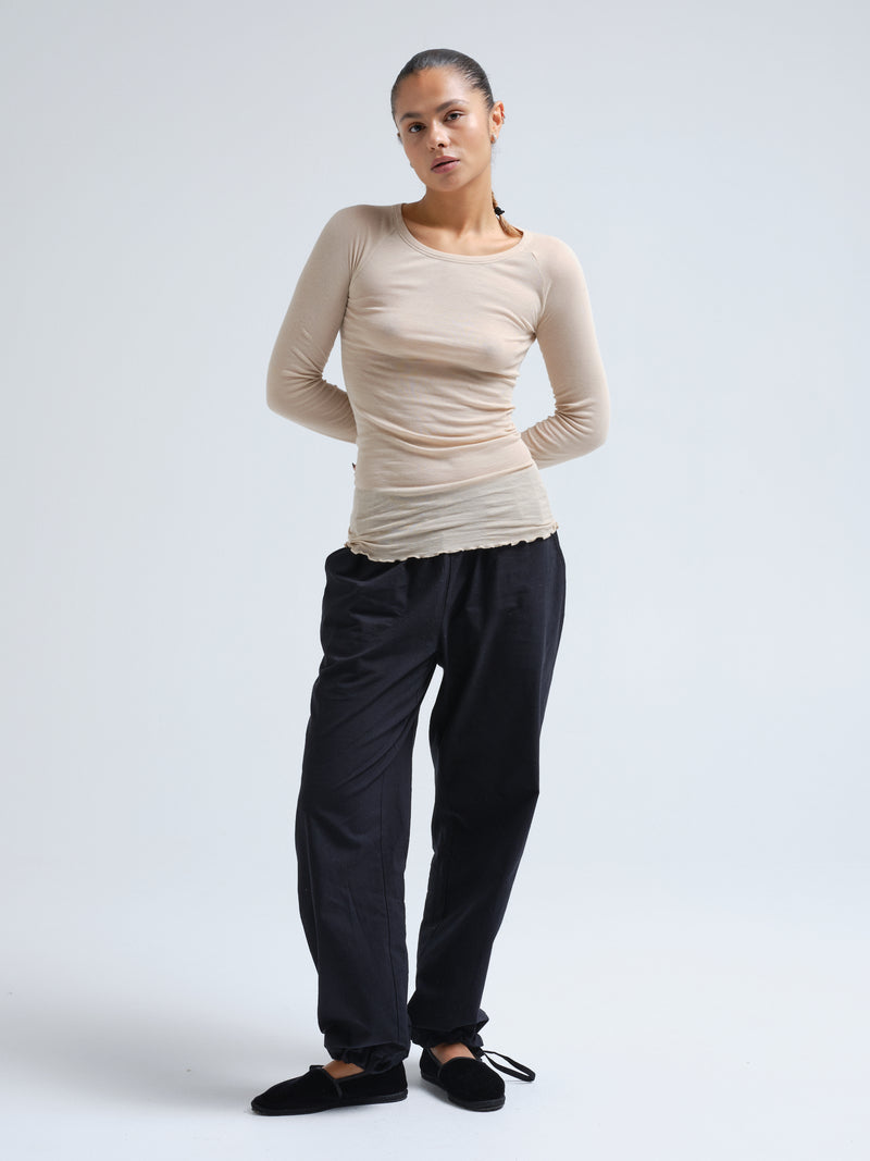 Seamless Basic Cotton Elvira | Baumwolle L/S T-Shirt Dark sand