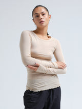 Seamless Basic Cotton Elvira | Baumwolle L/S T-Shirt Dark sand