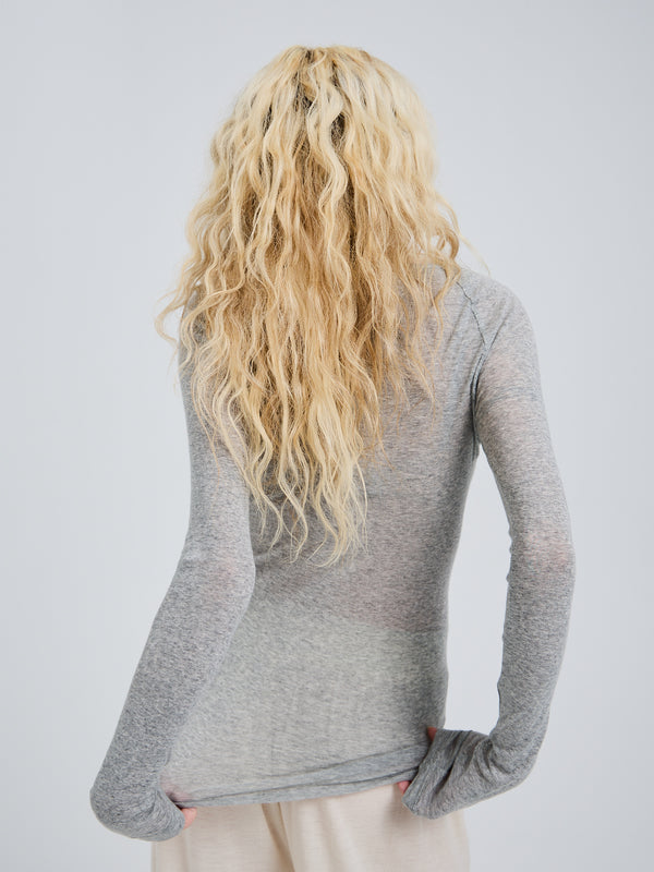 Seamless Basic Cotton Elvira | Baumwolle L/S T-Shirt Grey Melange