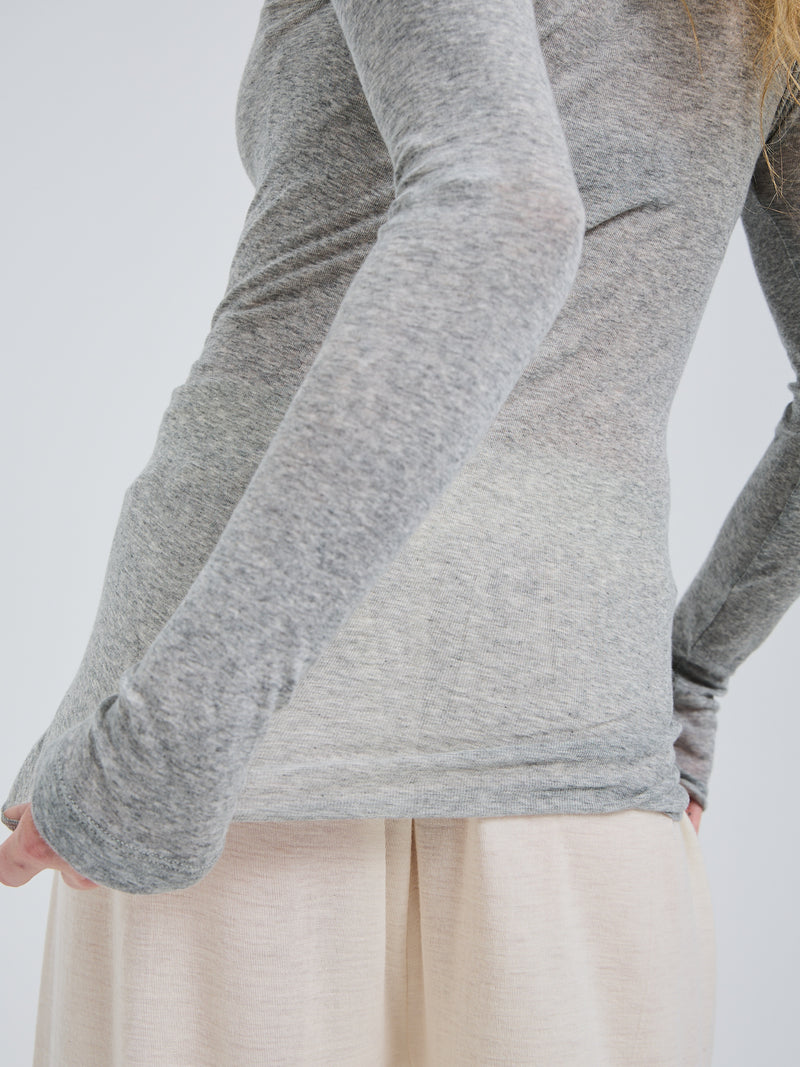 Seamless Basic Cotton Elvira | Baumwolle L/S T-Shirt Grey Melange