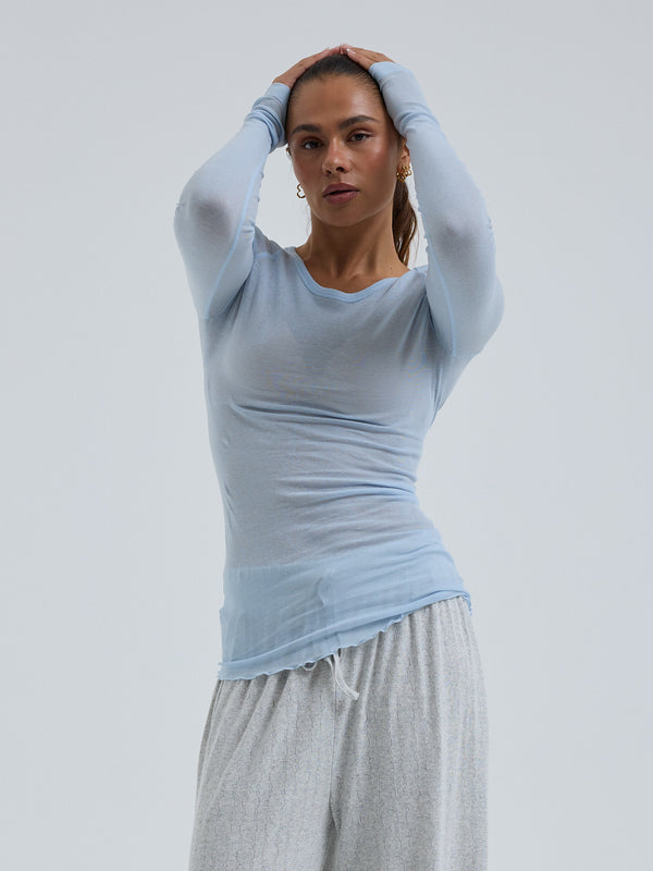 Seamless Basic Cotton Elvira | Baumwolle L/S T-Shirt Hazy Sky