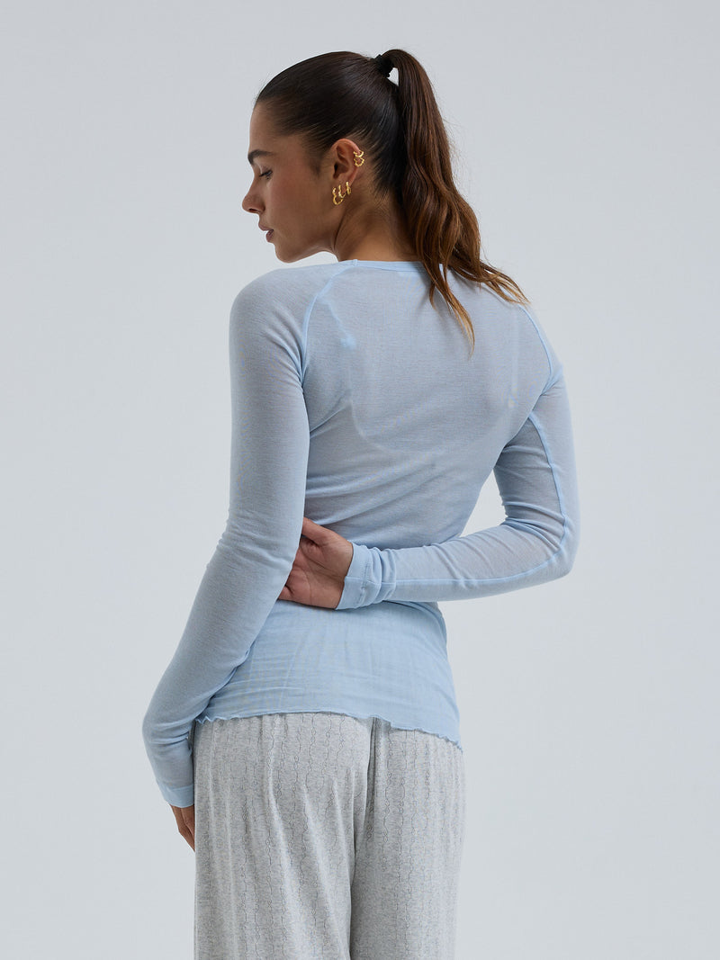 Seamless Basic Cotton Elvira | Baumwolle L/S T-Shirt Hazy Sky