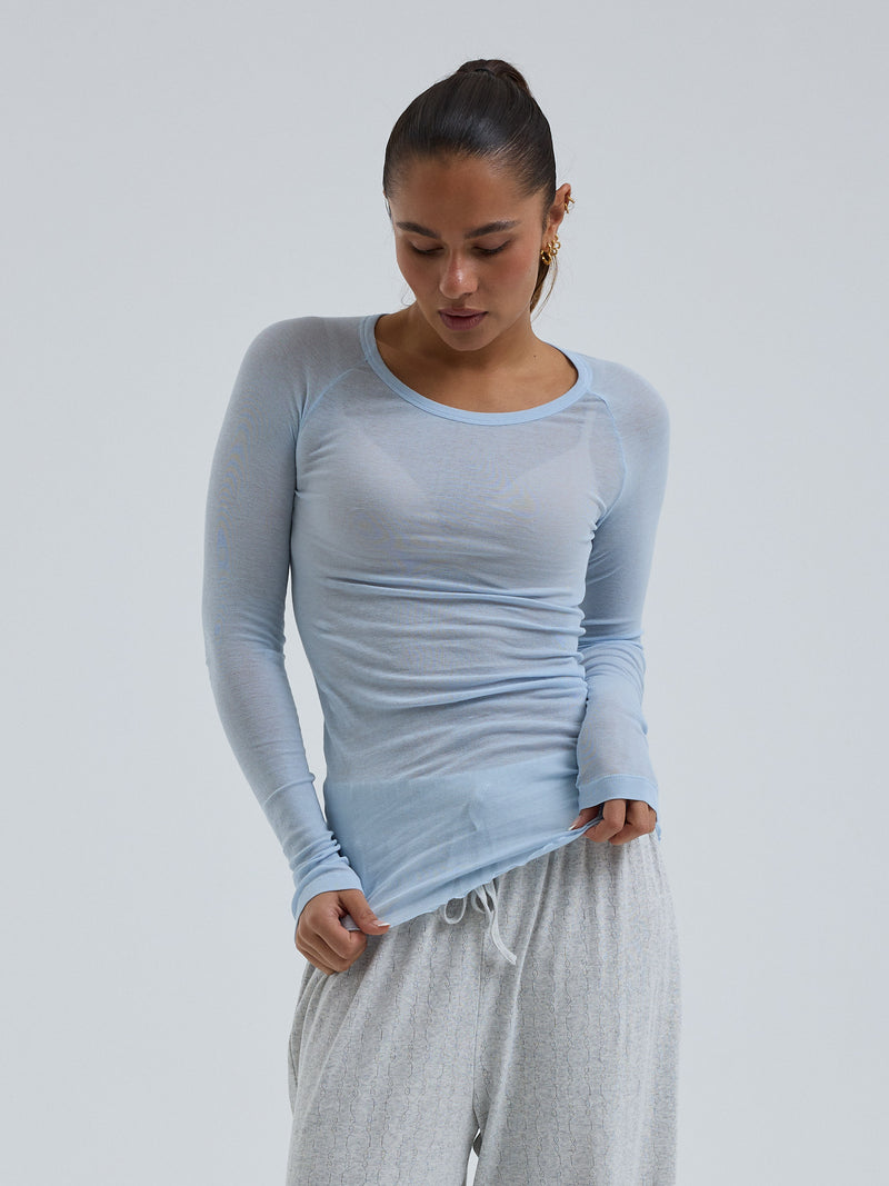 Seamless Basic Cotton Elvira | Baumwolle L/S T-Shirt Hazy Sky